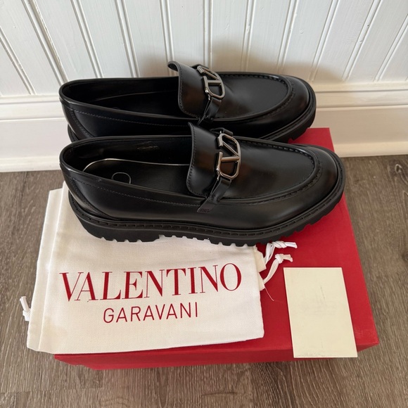 ❗️SOLD❗️VALENTINO GARAVANI VLOGO black leather loafers 39.5 - Picture 8 of 12
